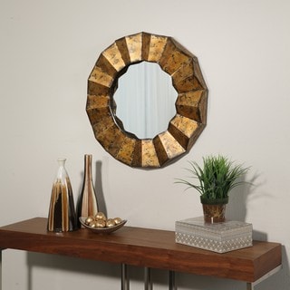 Abbyson Living Franklin Goldtone Round Wall Mirror