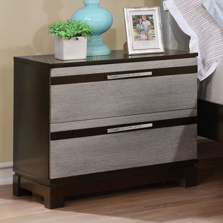 Furniture of America Neolin Contemporary Two-Tone Silver and Espresso 2-Drawer Nightstand