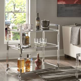 Cyrus Clear Chrome Corner Mirrored Shelf Kitchen Cart by iNSPIRE Q Bold