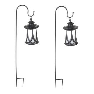 Set of 2 Traditional Solar Lanterns with Shepherd’s Hooks