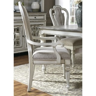 Magnolia Manor Antique White Upholstered Arm Chair