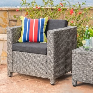 Puerta Outdoor Wicker Club Chair with Cushions by Christopher Knight Home