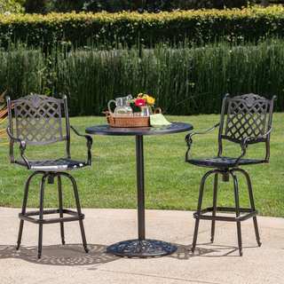 Arlana Outdoor 3-piece Aluminum Bar Set with Umbrella Hole by Christopher Knight Home