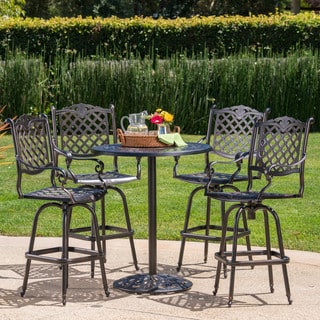 Arlana Outdoor 5-piece Aluminum Bar Set with Umbrella Hole by Christopher Knight Home