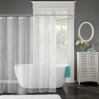 Madison Park Bailey Lined Clip Shower Curtain