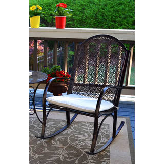 Tortuga Outdoor Oiled Copper Finished Metal Garden Rocking Chair with Cushion