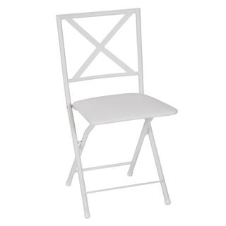 COSCO Cross Back Metal White Folding Dining Chair with Vinyl Seat (4 Pack)