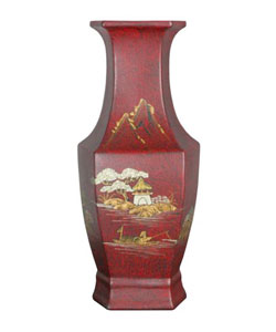 Red Hexagonal Porcelain Vase (China)