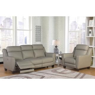Abbyson Stanford Top-grain Leather 2-piece Power Reclining Set
