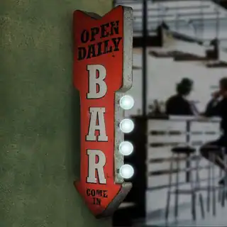 Open Daily Bar Metal Arrow Man Cave Marquee LED Signs