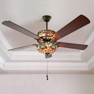 Tiffany Style Stained Glass Halston Ceiling Fan - Spice