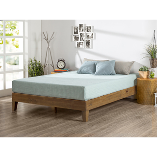 Priage Rustic Oak Solid Wood Deluxe Platform Bed