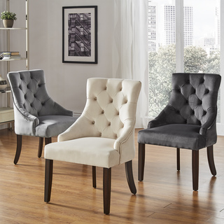 Benchwright II Velvet Button Tufted Wingback Hostess Chairs (Set of 2) by iNSPIRE Q Bold