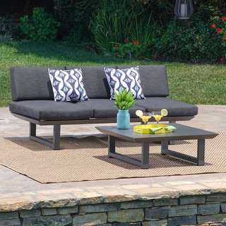Bronte Outdoor 2-piece Aluminum Seating Sofa Set with Cushions by Christopher Knight Home