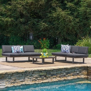 Bronte Outdoor 3-piece Aluminum Seating Sofa Set with Cushions by Christopher Knight Home