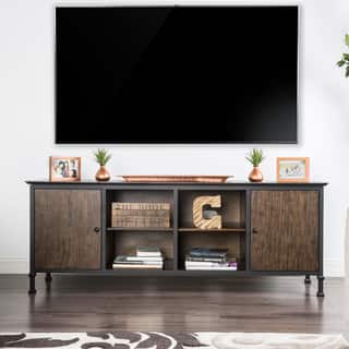 Furniture of America Henal Rustic Multi-Storage Medium Weathered Oak 72-inch TV Stand