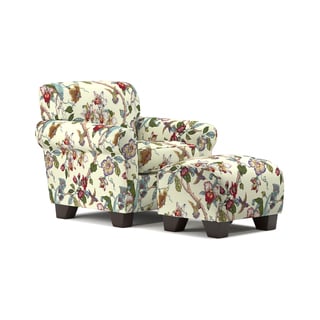 Handy Living Winnetka Cream Multi Floral Arm Chair and Ottoman Set