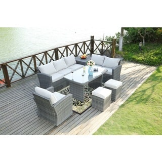 Direct Wicker Cannes 8-piece Sofa, Club Chair and Ottomans Patio Set With Table