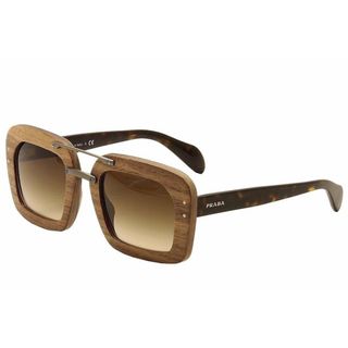 Prada SPR 30RS UBT0A7 Women's Dark Wood Frame Havana Lens Sunglasses