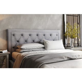 Nacht Metal and Grey Velvet Upholstery Diamond-button-tufted King-size Headboard