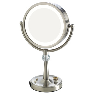 Elizabeth Arden 1x/10X Magnification LED-Lighted Tall Makeup Vanity Mirror w/ Recessed Jewelry Tray