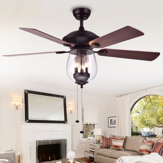 Warehouse of Tiffany Tibwald Wood Glass 52-inch 5-blade Lighted Ceiling Fan