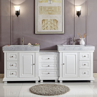 Silkroad Exclusive 90" Modern Bathroom Vanity Double Sink Cabinet w/ Soft Close V0286WR90D