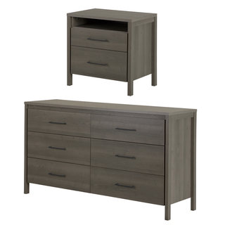 South Shore Gravity Grey Maple 6-drawer Double Dresser and 2-drawer Nightstand
