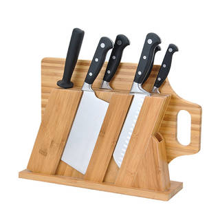 Hamilton Beach 6-Piece Stainless Steel Cutlery Set with Bamboo Block and Board
