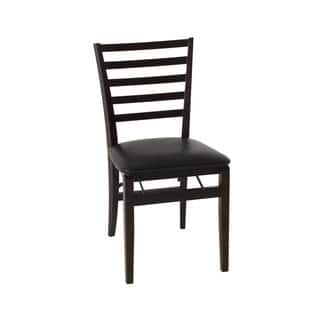 COSCO Contoured Back Espresso Wood Folding Chair with Vinyl Seat (Set of 2)