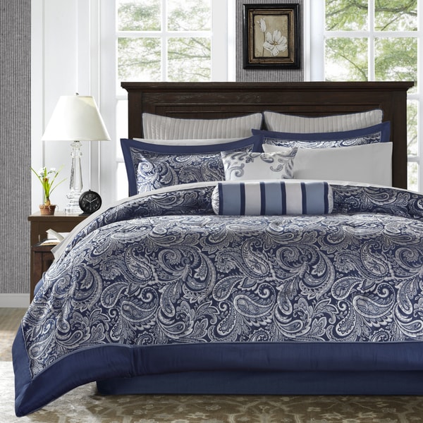 Madison Park Whitman Navy 12-piece Complete Bed Set