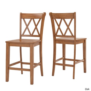 Eleanor X Back Wood 24 in. Counter Chair (Set of 2) by iNSPIRE Q Classic