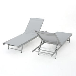 Salton Outdoor Aluminum Chaise Lounge (Set of 2) by Christopher Knight Home