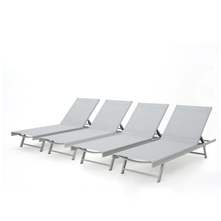 Salton Outdoor Aluminum Chaise Lounge (Set of 4) by Christopher Knight Home