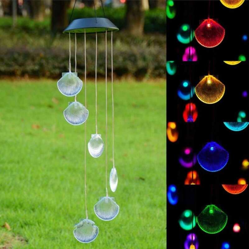 Changing Color Solar Power Outdoor Decorative Romantic Windbell Light