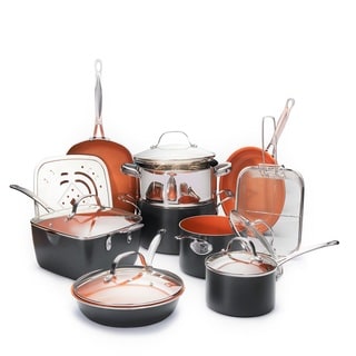 Gotham Steel Ultimate 15 Piece All in One Copper Cookware Set with Non-Stick Ti-Cerama Coating