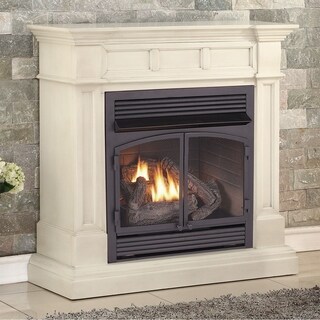 Duluth Forge Dual Fuel Ventless Fireplace - 32,000 BTU, T-Stat Control, Antique White Finish