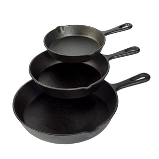 3pc Cast iron fry pan with spouts
