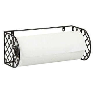 Sweet Home Collection Mounted Black Metal Lattice Paper Towel Holder (6"x12"x5.2")