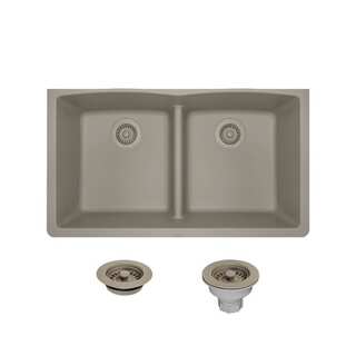 812 Double Equal Bowl Low-Divide Undermount Composite Granite Sink