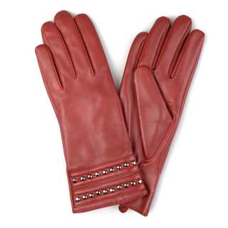 Journee Collection Women's Fashion Genuine Leather Studded Gloves