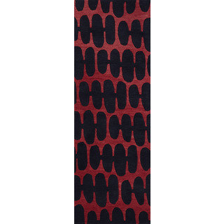 Hand-tufted Echo Red/ Black Retro Runner Rug (2'6 x 7'6)