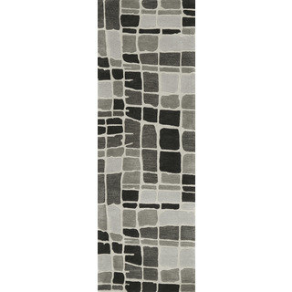 Hand-tufted Echo Grey/ Black Abstract Runner Rug (2'6 x 7'6)