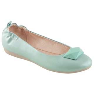 Pin Up Couture OLIVE-08 Women's Foldable Ballet Flats With Geometric Adornment (Option: 11)