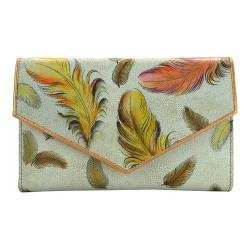 Women's Anuschka Checkbook Wallet Floating Feathers Ivory