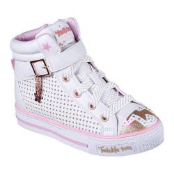 Girls' Skechers Twinkle Toes Shuffles Pop Dazzle High Top White/Pink