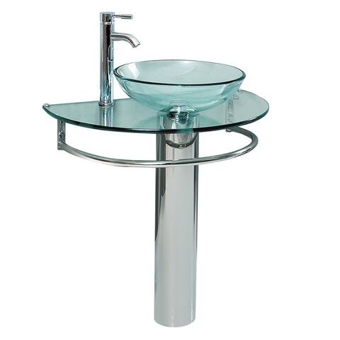 Fresca Attrazione Glass/Stainless Steel Bathroom Pedestal Sink