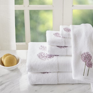 Madison Park Dandelion Purple 6 Pieces Floral Embroidered Terry Towel Set