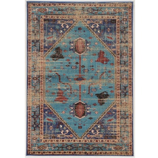Serape Collection Heriz Turquoise/Multi Rug (2' x 3')