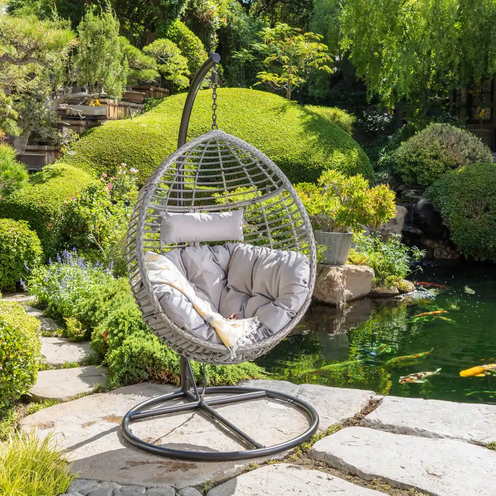 Layla Wicker Outdoor Hanging Basket Chair by Christopher Knight Home